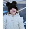 imageFURTALK Girls Winter Beanie Hat with Double Knitted Pom Pom Warm Fleece Lined Knit Soft Skull Cap for Toddler KidsBlack