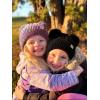 imageFURTALK Girls Winter Beanie Hat with Double Knitted Pom Pom Warm Fleece Lined Knit Soft Skull Cap for Toddler KidsBlack