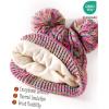 imageFURTALK Girls Winter Beanie Hat with Double Knitted Pom Pom Warm Fleece Lined Knit Soft Skull Cap for Toddler KidsMulticolor