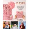 imageFURTALK Girls Winter Beanie Hat with Double Knitted Pom Pom Warm Fleece Lined Knit Soft Skull Cap for Toddler KidsPink