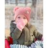 imageFURTALK Girls Winter Beanie Hat with Double Knitted Pom Pom Warm Fleece Lined Knit Soft Skull Cap for Toddler KidsPink