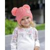 imageFURTALK Girls Winter Beanie Hat with Double Knitted Pom Pom Warm Fleece Lined Knit Soft Skull Cap for Toddler KidsPink