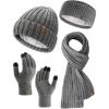 imageFURTALK Winter Warm Beanie Knit Hat Touchscreen Gloves Scarf Set Soft Fleece Lined Double Layer Skull Cap Gifts for WomenGray
