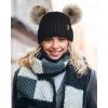 imageFURTALK Fleece Lined Cute Winter Beanie Hats for Women Girls Warm Knit Hats with Double Faux Fur Pom PomsBalck