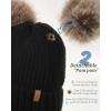 imageFURTALK Fleece Lined Cute Winter Beanie Hats for Women Girls Warm Knit Hats with Double Faux Fur Pom PomsBalck