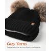 imageFURTALK Fleece Lined Cute Winter Beanie Hats for Women Girls Warm Knit Hats with Double Faux Fur Pom PomsBalck