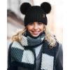 imageFURTALK Fleece Lined Cute Winter Beanie Hats for Women Girls Warm Knit Hats with Double Faux Fur Pom PomsBalck With Black Pom