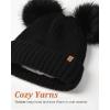 imageFURTALK Fleece Lined Cute Winter Beanie Hats for Women Girls Warm Knit Hats with Double Faux Fur Pom PomsBalck With Black Pom