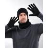 imageFURTALK Winter Beanie Hat Scarf Touchscreen Gloves Set for Men Women 3 Pcs Knit Neck Warmer Fleece Lined Skull CapBlack