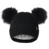 imageFURTALK Fleece Lined Cute Winter Beanie Hats for Women Girls Warm Knit Hats with Double Faux Fur Pom PomsBalck With Black Pom