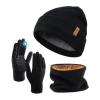 imageFURTALK Winter Beanie Hat Scarf Touchscreen Gloves Set for Men Women 3 Pcs Knit Neck Warmer Fleece Lined Skull CapBlack