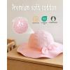 imageFURTALK 3 Pack Baby Sun Hat Toddler Beach Hat Girls UPF 50 Wide Brim Infant Kids Summer Adjustable Sun ProtectionWhitepinkyellow