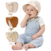 imageFURTALK Baby Bonnet Muslin Cotton Soft Adjustable Chin Strap for Infant Boys GirlsBrown