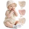 imageFURTALK Baby Bonnet Muslin Cotton Soft Adjustable Chin Strap for Infant Boys GirlsPink