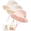 imageFURTALK Baby Sun Hat Muslin Cotton Toddler Bucket Hat for Girls Boys Wide Brim UPF 50 Summer Beach HatsPink
