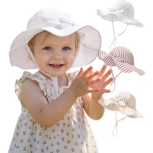 imageFURTALK 3 Pack Baby Sun Hat Toddler Beach Hat Girls UPF 50 Wide Brim Infant Kids Summer Adjustable Sun ProtectionWhiteredyellow