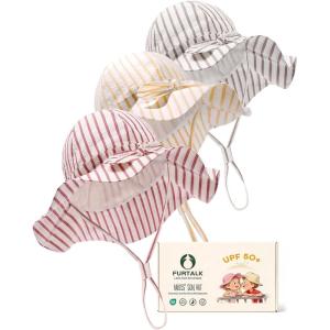 imageFURTALK 3 Pack Baby Sun Hat Toddler Beach Hat Girls UPF 50 Wide Brim Infant Kids Summer Adjustable Sun ProtectionYellowcoffeered