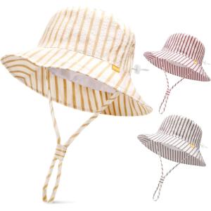 imageFURTALK Baby Sun Hat Toddler Boys Girls Bucket Hats 05 Years Kids UPF 50 Sun Protection Summer Beach HatsYellowcoffeered