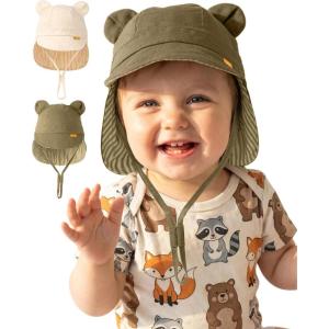 imageFURTALK Baby Sun Hat UPF 50 Cute Toddler Bucket Summer Beach Hats for Boys GirlsBeigegreen