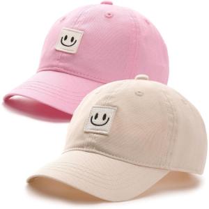 imageFURTALK Kids Toddler Baseball Hat Boys Girls Adjustable UPF50 Washed Cotton Baseball CapBeigepink
