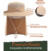 image:imageFURTALK Sun Hats for Men Women Fishing Hat with Neck Flap UPF 80 Breathable Wide Brim Hiking Safari Summer Bucket HatsKhaki