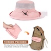 image:imageFURTALK Wide Brim Sun Hat with Ponytail Hole for Women UPF 80 UV Protection Packable Bucket Hiking Travel Outdoor HatPink