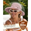 image:imageFURTALK Wide Brim Sun Hat with Ponytail Hole for Women UPF 80 UV Protection Packable Bucket Hiking Travel Outdoor HatPink