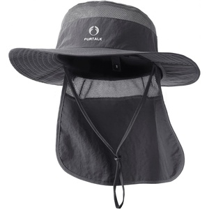 image:imageFURTALK Sun Hats for Men Women Fishing Hat with Neck Flap UPF 80 Breathable Wide Brim Hiking Safari Summer Bucket HatsDark Grey