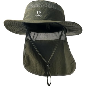 image:imageFURTALK Sun Hats for Men Women Fishing Hat with Neck Flap UPF 80 Breathable Wide Brim Hiking Safari Summer Bucket HatsGreen