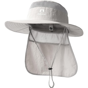 image:imageFURTALK Sun Hats for Men Women Fishing Hat with Neck Flap UPF 80 Breathable Wide Brim Hiking Safari Summer Bucket HatsLight Grey